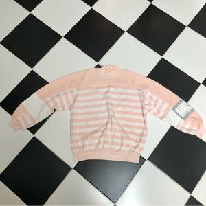 Vintage 80s 90s Hang Ten Baby Pink Pastel Retro Surf Sweater Sweatshirt Beachy S